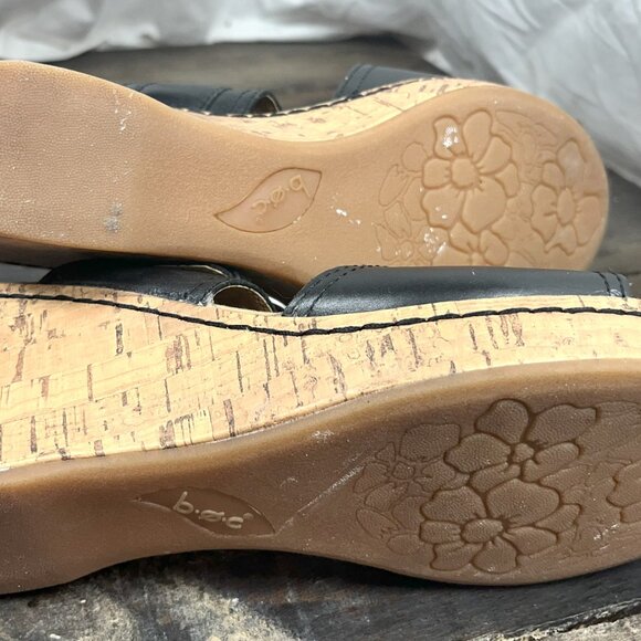 BOC Born Concept Womens Zee Sandal 10M Black Leather Wedge Heel Platform Slide - Picture 8 of 8